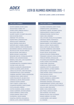 Lista de alumnos admitidos 2015 - Marzo