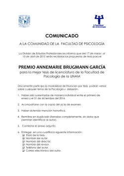 Comunicado Propuestas Premio Annemarie Brugmann García