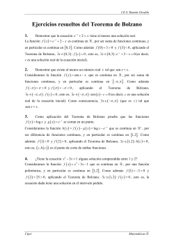Ejercicios resueltos del Teorema de Bolzano