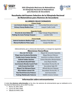 Resultados del Examen Selectivo ONMAPS (Secundaria, 28 de
