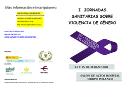 I JORNADAS SANITARIAS SOBRE VIOLENCIA DE G&Eacute;NERO