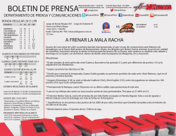 Boletín de Prensa #13 vs Bucaneros RR 14-03-2015