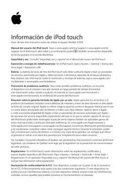 Informaci&oacute;n de iPod touch