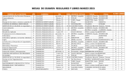 MESAS DE EXAMEN REGULARES Y LIBRES MARZO 2015