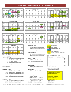 2015-2016 School Year Calendar