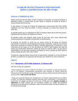 Grupo de Acci&oacute;n Financiera Internacional: pa&iacute;ses y jurisdicciones