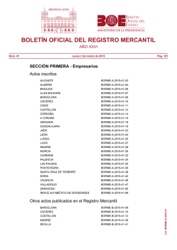 Sumario del BORME núm 41 de Lunes 2 de marzo de 2015