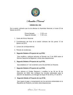 ORDEN DEL DÍA - Asamblea Nacional de Panamá
