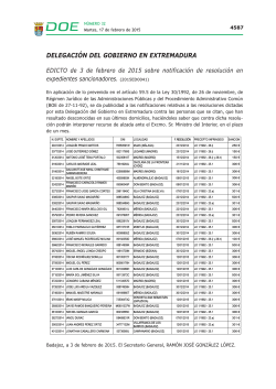 Edicto de 3 de febrero de 2015 sobre notificaci&oacute;n de resoluci&oacute;n en