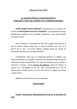 Diligencias Previas 59/2012 AL JUZGADO CENTRAL DE