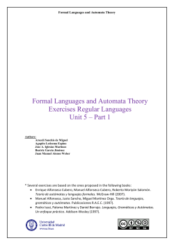 Formal Languages and Automata Theory Exercises Regular