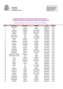 Inspectores 2014 - Relaci&oacute;n convocados 2&ordm; Ejer. Turno libre
