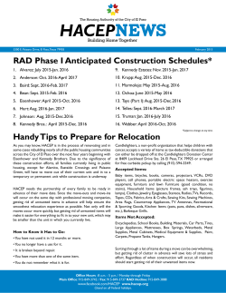 RAD Phase I Anticipated Construction Schedules* Handy
