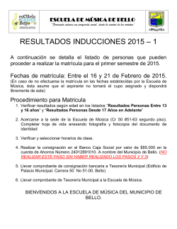Resultados Inducciones 2015-I - Escuela de Música del Municipio