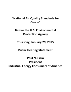 “National Air Quality Standards for Ozone” Before the U.S.