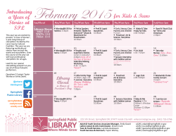 monthly calendar - Springfield Public Library