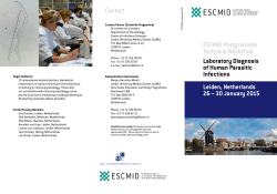 Contact Leiden, Netherlands 26 – 30 January 2015 ESCMID