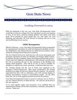 2015 Spring Newsletter - Gem State Developmental Center