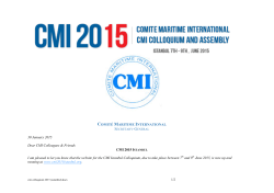 COMITÉ MARITIME INTERNATIONAL 30 January 2015 Dear CMI