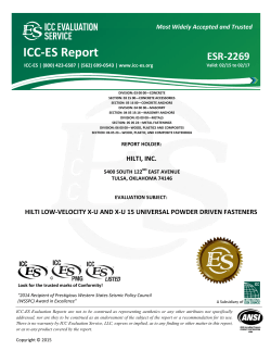 ICC ESR-2269 for X-U Universal Knurled Shank Fasteners