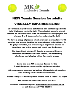 NEW Tennis Session for adults VISUALLY IMPAIRED/BLIND