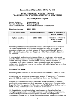 Consultation outcome report: Upham Meadow (2005110053)