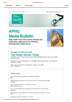 APHG Media Bulletin - All-Party Parliamentary Health Group