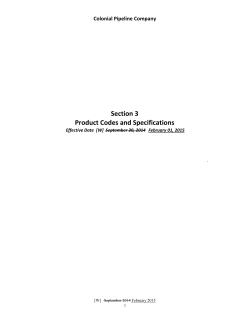 Proposed Product Specifications, Effective February 1, 2015