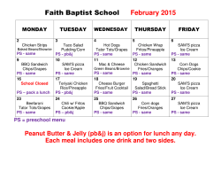 Lunch Menu - Faith Baptist School