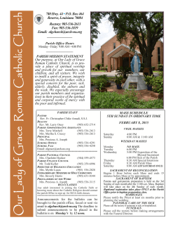 MASS SCHEDULE - Josephite Fathers and Brothers