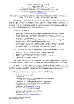 DepEd Advisory No. 22, s. 2015 January 28, 2015 In compliance