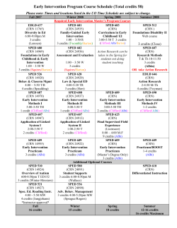 Table 1 - Early Intervention Program