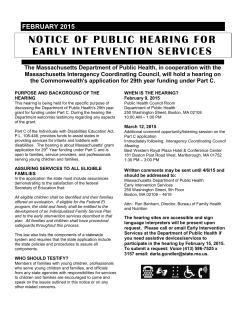NOTICE OF PUBLIC HEARING FOR EARLY INTERVENTION