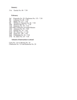 January 31st Eureka No. 40 - 7:30 February 3rd Kanawha No. 20