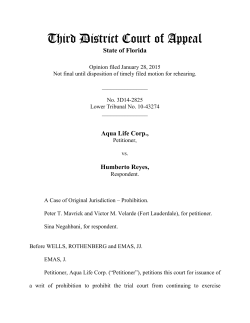 Aqua Life Corp. - Third District Court of Appeal