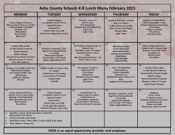 Ashe County Schools K-8 Lunch Menu February 2015 MONDAY
