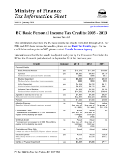 BC Basic Personal Income Tax Credits 2005-2013