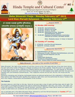 Maha Sivaratri Pooja 2015 - Hindu Temple and Cultural Center
