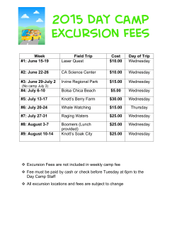 Summer Day Camp Excursion Fees