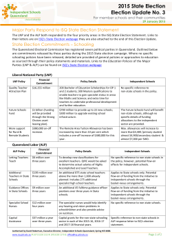 Election Update No.3 - Independent Schools Queensland