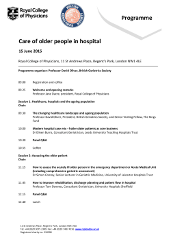 Programme Care of older people in hospital
