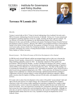 Terrence M Loomis (Dr) - Institute for Governance and Policy Studies