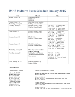 JMHS Midterm Exam Schedule January 2015