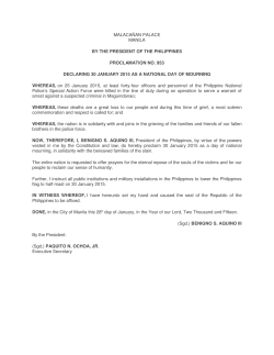 proc. no. 953: declaring 30 january 2015 as a national day of