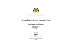 Integrated Curriculum for Secondary Schools BIOLOGY Form 4