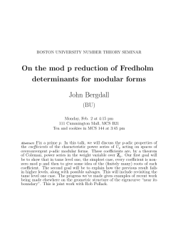 On the mod p reduction of Fredholm