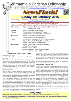 Latest NewsFlash – 1 February 2015