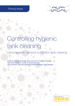 Thinking ahead - Controlling hygienic tank cleaning