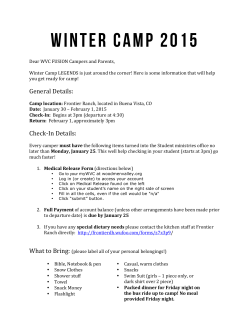 Winter Camp 2015 Packing list