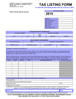 2015 Individual Listing Form